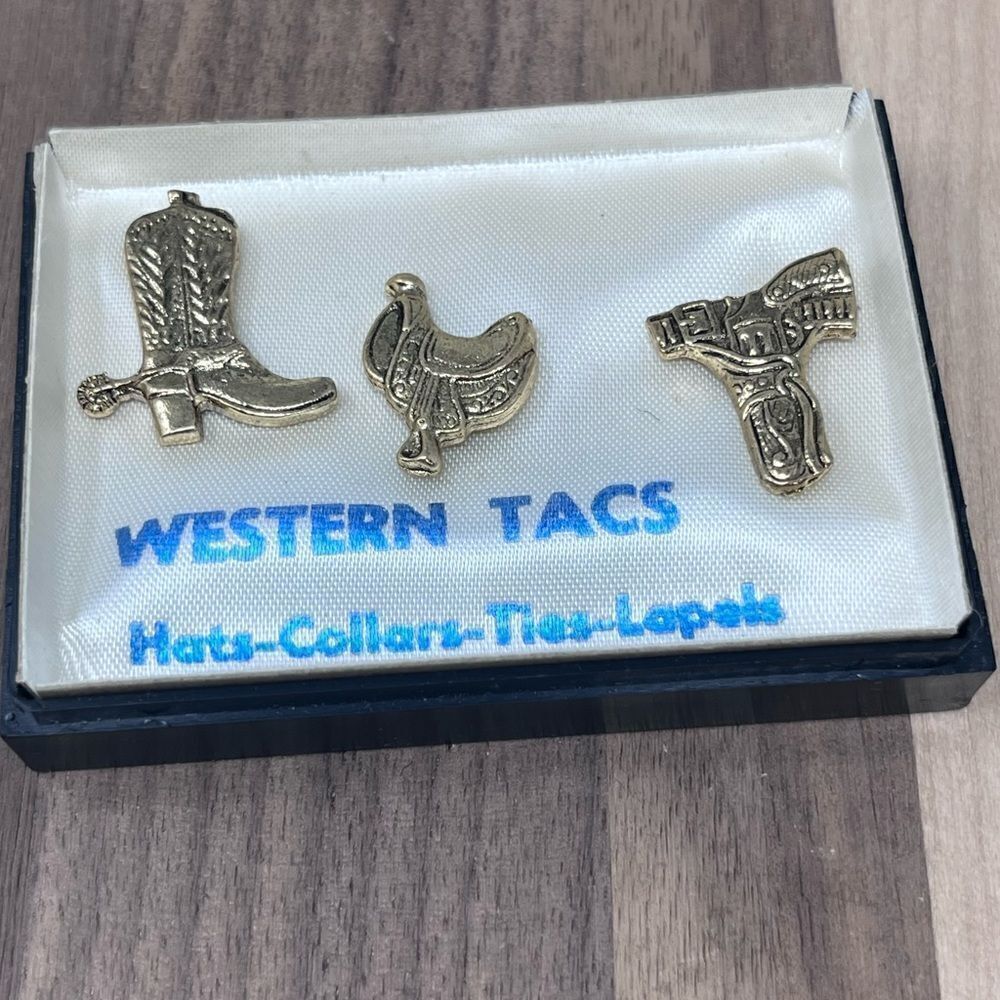 Western Tacs Hats Collars Ties Lapels
Gold tone Vintage